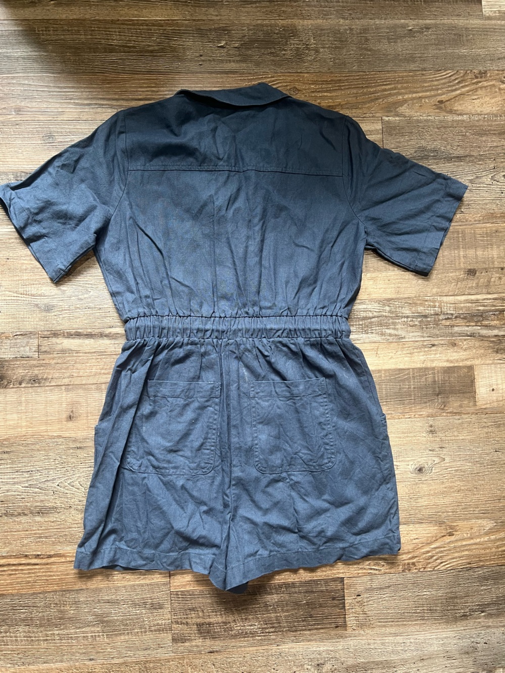 Universal Thread Navy Short-Sleeve Button Romper with Drawstring - Picture 5 of 5